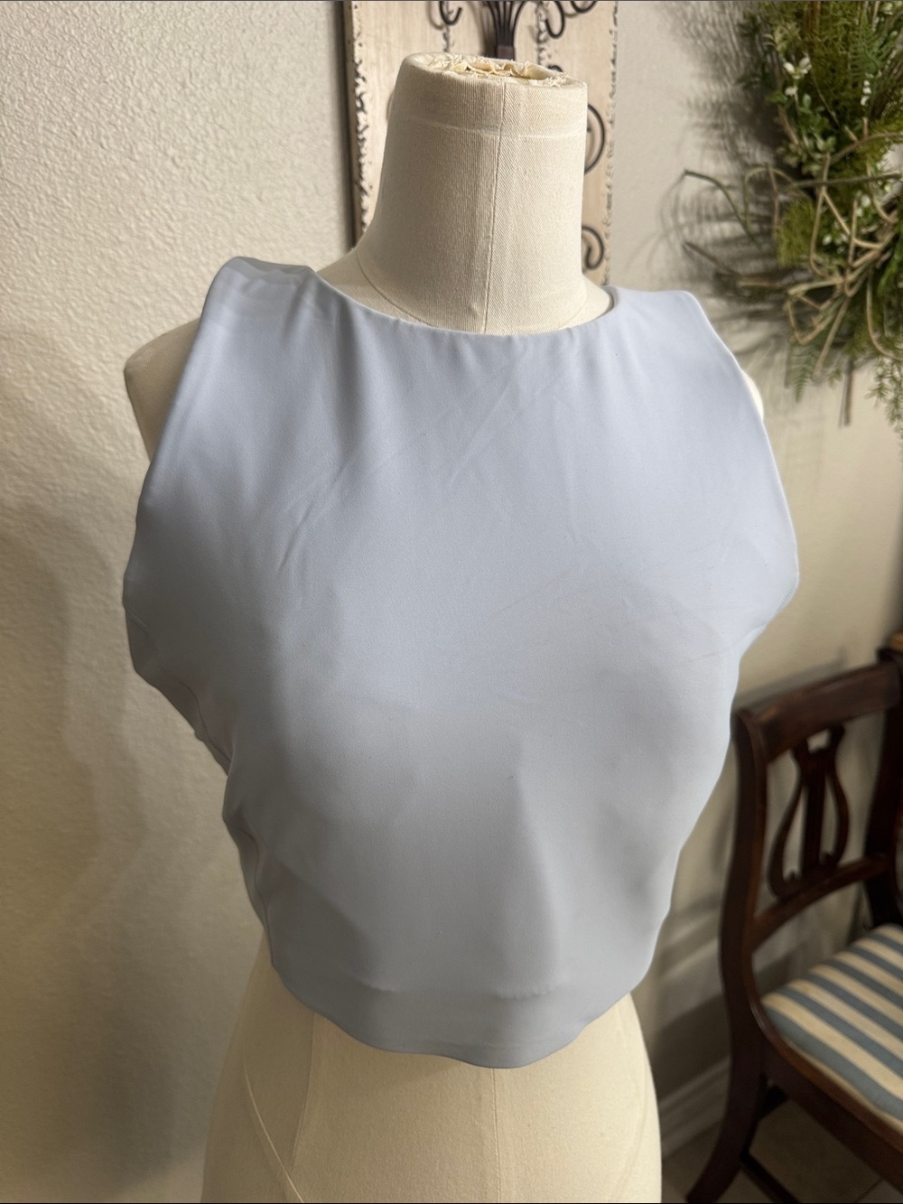 Light Blue Sleeveless sports bra with High Neck